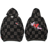 Checkered Heart Hooded Sweatshirt