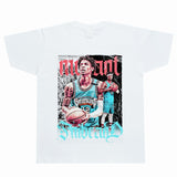 Basket Ball Star T Shirt Basketball Ja Morant Printed Washed Distressed T-Shirt Cotton Short Sleeve Loose