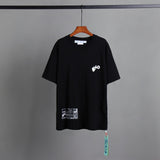 Off Whtie T Shirts Distressed Arrow Print Male And Female Trendy Brand Short Sleeve