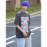 Basket Ball Star T Shirt Basketball Washed Distressed Dwyane Tyrone Wade Short Sleeve Printed T-shirt