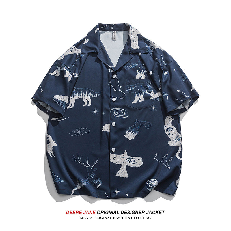 Men's Shirts Summer Short Sleeve Printed Shirt Men's Loose Shirt