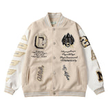 Off White Jacket Spring and Autumn OW Devil Towel Embroidered Pattern Baseball Jacket Jacket