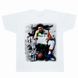 Basket Ball Star T Shirt Towns Washed Distressed Printed T-shirt Retro Short Sleeve round Neck Loose