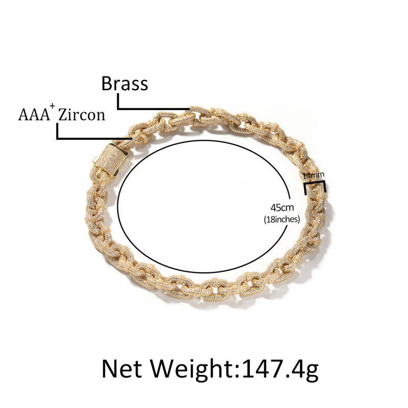 Chains Hip Hop Accessories Lock Necklace 14mm Fashion Spectrum Royalty