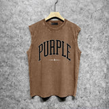 Purple Brand Distressed Tank T Shirts Distressed Sleeveless T-shirt Vest