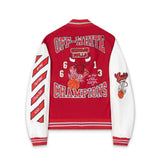 Off White Jacket Qiuxin OW Joint NBA Team Series Baseball Jacket