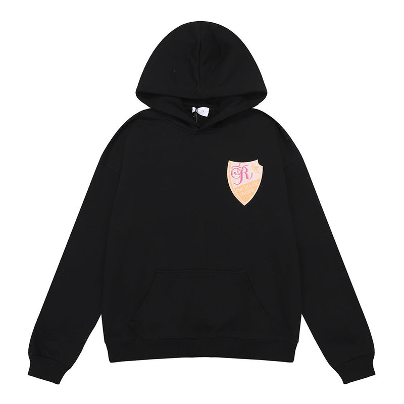 Rhude Hoodie Shield Pure Cotton Men and Women Couple Hoodie Sweater