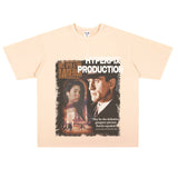 Film Star T Shirt Trendy Cotton Short Sleeve Loose round Neck American Retro T-shirt for Men
