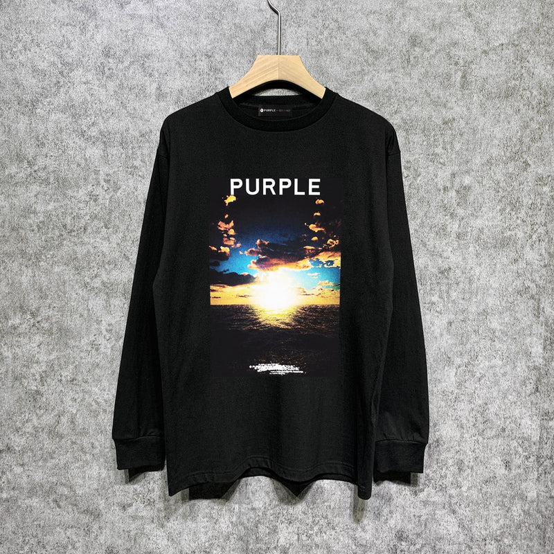 Purple Brand Long Sleeve T-Shirt Fashion Loose Long Sleeve Top