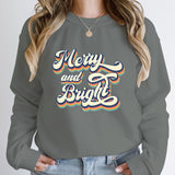 New Christmas Merry And Bright Print Pullovers Women Fashion