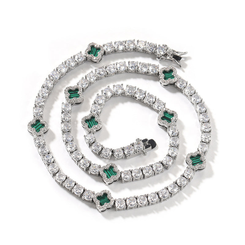 Chains Wind Clover Diamond Tennis Chain Necklace St. Valentine's Spectrum