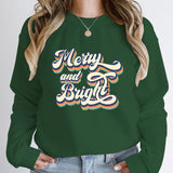 New Christmas Merry And Bright Print Pullovers Women Fashion