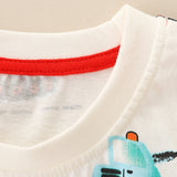 Boy T Shirt T-shirt Summer Boys' round Neck Pullover Short-Sleeved Shirt Knitted Cotton Cartoon