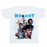 Basket Ball Star T Shirt Basketball Ja Morant Printed Washed Distressed T-Shirt Cotton Short Sleeve Loose