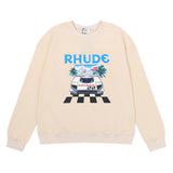 Rhude Hoodie F1 Formula Racing Miami Station Limited Printing Men and Women Casual round Neck Sweater