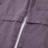 Women Pants Multi-Pocket Workwear Jeans Purple Loose Straight-Leg Wide-Leg Pants