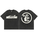 Hellstar T Shirt Simple Distressed Star Portrait Printing Casual Loose