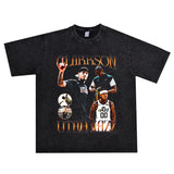 Basket Ball Star T Shirt Basketball Clarkson Washed Distressed Printed American T-shirt Retro Short Sleeve