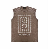 Purple Brand Distressed Tank T Shirts Distressed Sleeveless T-shirt Vest