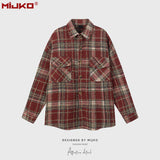 MIJKO Mens Jacket Retro Checked Shirt