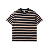 Mariner Shirt Vintage Washed Striped round Neck Short Sleeve Loose Fashion Brand T-shirt for Men