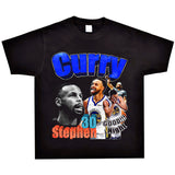 Basket Ball Star T Shirt Basketball Stephen Curry Washed Distressed Printed T-Shirt Short Sleeve Retro Pure Cotton