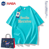 Nasa T Shirt Short Sleeve T-Shirt Men'S And Women'S Loose Half Sleeve Round Neck Summer