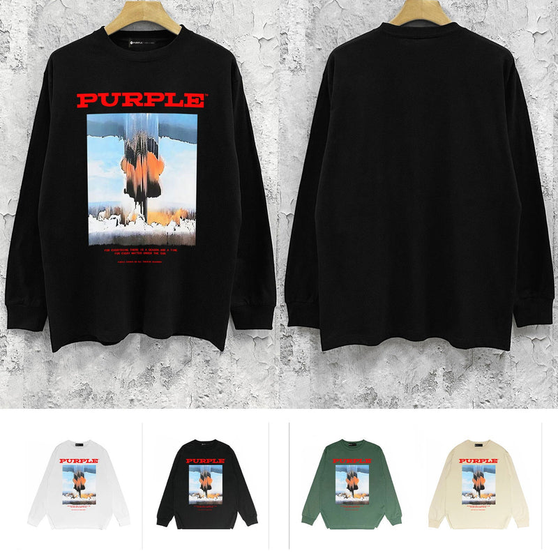 Purple Brand Long Sleeve T-Shirt Fashion Loose Long Sleeve Top