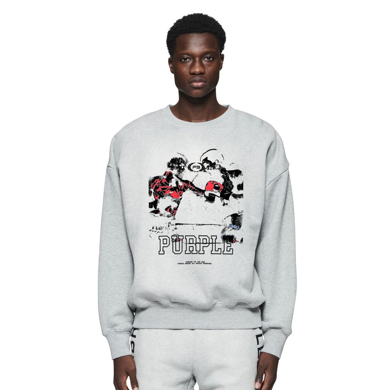 Purple Brand Sweatshirt Loose Crew Neck Boxing Pattern Sweater