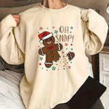 Cute Gingerbread Man Printed Christmas Casual Women's Hoodie