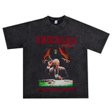 Film Star T Shirt Washed Old American Round Neck Loose T-Shirt Retro Short Sleeve