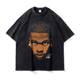 Asap Rocky T Shirts Washed Vintage Hip Hop Short Sleeve Print