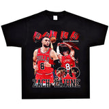 Basket Ball Star T Shirt Basketball Zach LaVine Washed Distressed Printed Cotton T-shirt Short Sleeve