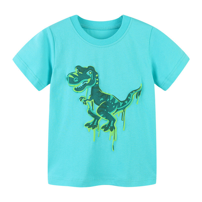 Boy T Shirt Short-Sleeved T-shirt Summer Children's T-shirt round Neck Printed Baby's Top