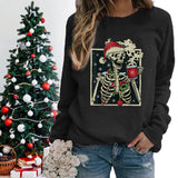 Funny Christmas Skeleton Print Sweatshirt For Women Fashion