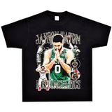 Basket Ball Star T Shirt Jayson Tatum Washed Distressed Printed T-Shirt Loose Retro Short Sleeve