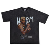 Film Star T Shirt Washed Old American Round Neck Loose T-Shirt Retro Short Sleeve