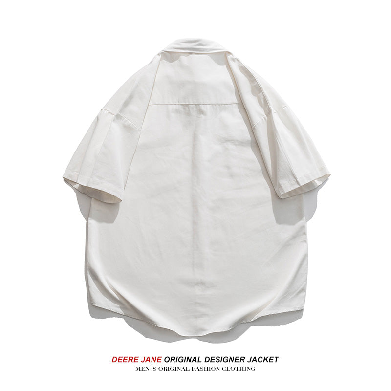 Men's Shirts Summer Short-Sleeved White Shirt Men's Loose White Casual