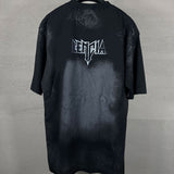 Men T-shirts Summer Paris Eiffel Tower Washed Old Short Sleeves