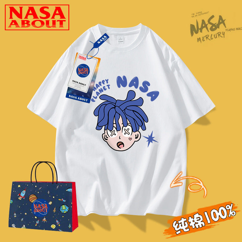 Nasa T Shirt Short Sleeve T-Shirt Loose High Street Couple'S Tops
