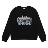 Rhude Hoodie Castle Print Casual round Neck Sweater