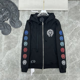 Chh Chrome Hearts Hoodie autumn/winter color spine gradual change small horseshoe zip jacket hooded sweater