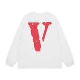 Vlone Sweatshirts Autumn and Winter Blue and Red Big V Letter Crew Neck