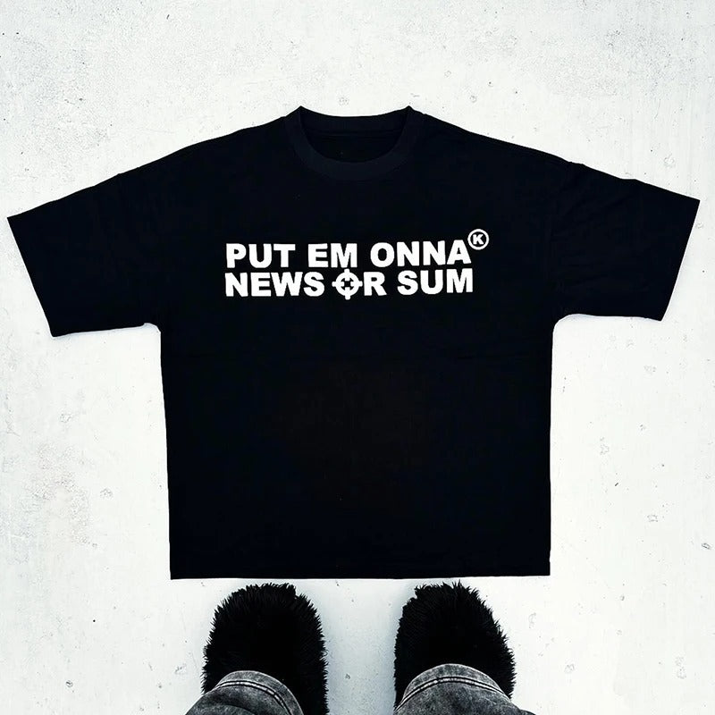 Vintage Letter Printing T-shirt Short Sleeve Punk Y2k Setwea