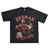 Film Star T Shirt Washed Old American Round Neck Loose T-Shirt Retro Short Sleeve