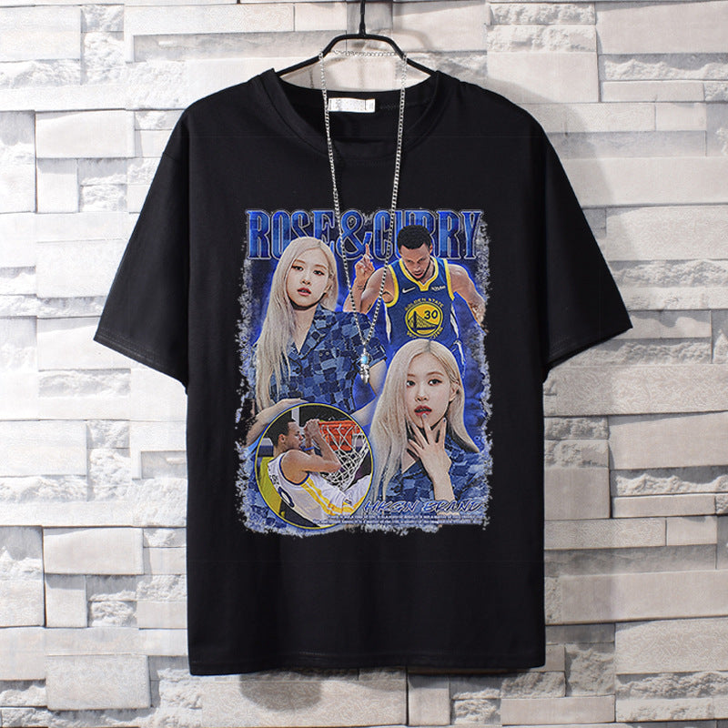 Basketball Sports T Shirt Loose Short Sleeve T-Shirt Boys Handsome Warrior Curry Basketball Sports Half Sleeve