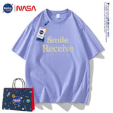 Nasa T Shirt Short Sleeve T-Shirt Men'S And Women'S Loose Half Sleeve Round Neck Summer