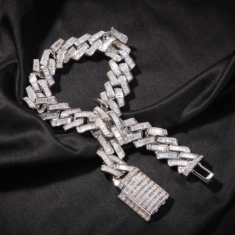 Chains Hip Hop Square Zirconium Strip Cuban Necklace ins Vintage Spectrum St. Valentine's
