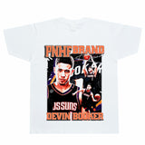Basket Ball Star T Shirt Basketball Washed Distressed Devin Booker Short Sleeve Loose-Fitting Pure Cotton T-Shirt