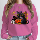 Cat Lover Halloween Ghost Sweatshirts Women Skeleton Black